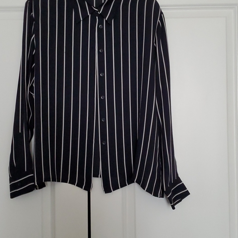 Navy blue and white strip blouse